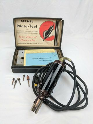 Vintage Dremel Moto Tool Model 2 W/ Box Some Bits - Rotary Vtg Early