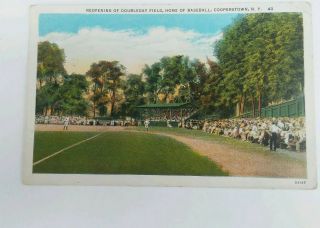 Vintage Postcard Reopening Of Doubleday Field Cooperstown Ny Baseball Hof F 1936