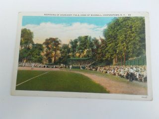 Vintage Postcard Reopening of Doubleday Field Cooperstown NY Baseball Hof F 1936 2