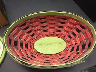 Longaberger Collector’s Club Watermelon Basket With Lid,  Box And Tag 5