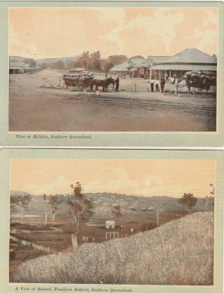 Vintage Postcards Q.  I.  T.  Bureau View Of Boonah And Heliden Queensland 1900s
