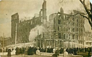 Still Fighting The National Hotel Fire,  Peoria,  Illinois Il Rppc Nov 13,  1911