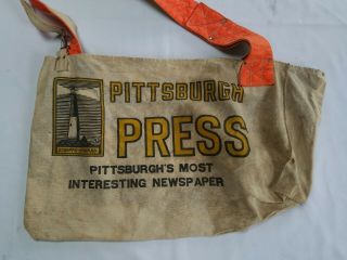 The Pittsburgh Press Paperboy Canvas Newspaper Delivery Bag Vintage 1980 