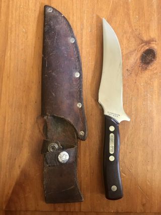 Vintage Schrade - Walden Usa Old Timer 150t Knife W/ Leather Sheath Patent Pending