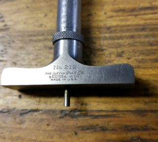 VINTAGE Micrometer DEPTH GAUGE & Wood Case LUFKIN Machinist Precision Tools ☆USA 4