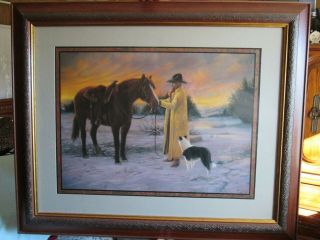 Collectible Home Interiors & Gifts " Daybreak " Winter Snow Scene Cowboy W/horse &