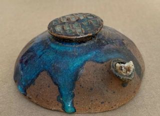 Vintage Mid Century Pottery Oil Lamp Aladdin Style 5” Dia 4