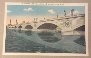 Arlington Memorial Bridge Washington Dc Vintage White - Border Postcard - Potomac