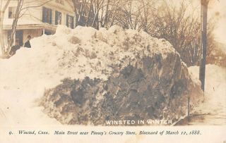 Winsted,  Ct,  Street View After Blizzard Of 1888,  Deming Real Photo Pc C 1903 - 06