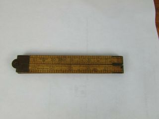 Stanley No.  63 Rule Antique 4 Fold Ruler Boxwood And Brass Great Look