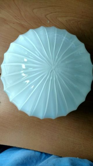 Vintage Milk/opalescent Ribbed Glass Lamp Shade/ Globe - 8 " Diameter,  4 " Fitter