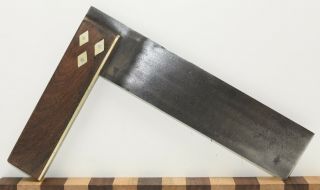 Vintage 9 " Rosewood & Brass Try Square (inv H429)