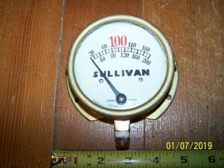 Vintage 3 1/2 " Sullivan 200 Lb Pressure Gauge / Steampunk