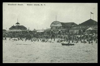 Vintage Woodland Beach Postcard 1930s Staten Island Ny