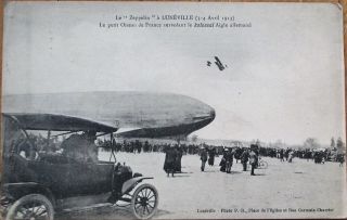 Zeppelin Iv/airship/dirigible 1913 French Aviation Postcard - Luneville - Car