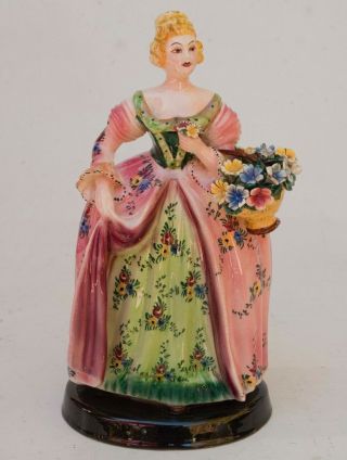 Vintage Ceramic Lady Figurine With Flowers Made In Italy Hand Numbered 331/602