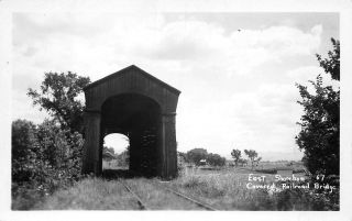 1915k East Shoreham,  Vt.  Real Photo Postcard,  R.  R.  Covered Bridge