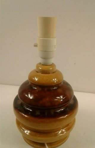 Vintage/retro Yellow/brown Pottery Glazed Table Light/lamp No Shade