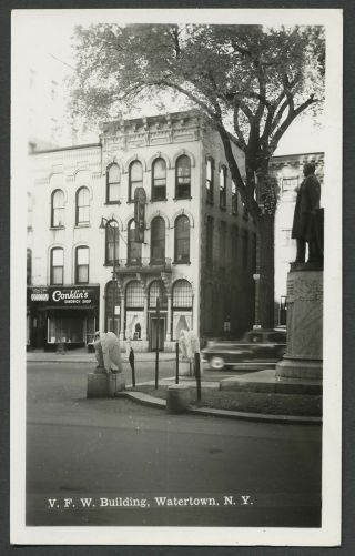 Watertown Ny: C.  1940s Rppc Real Photo Postcard V.  F.  W.  Building,  $5 Photo Co.