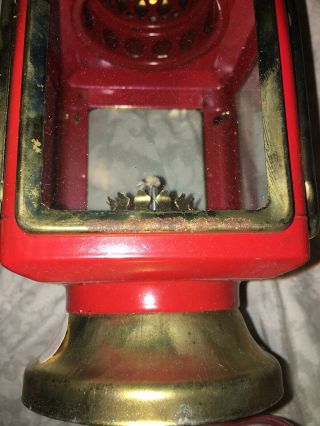 Vintage Red and Gold Metal Kerosene Oil Lamp Lantern 2