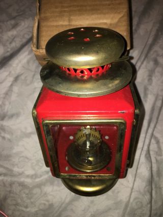 Vintage Red and Gold Metal Kerosene Oil Lamp Lantern 3