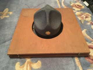 Vintage Psp Pennsylvania State Police Straw Stratton Hat Gold Badge Hat Press