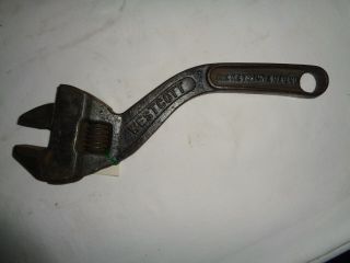 Antique 12 " Westcott Keystone Adjustable Wrench With Curved Handle Farm Tool