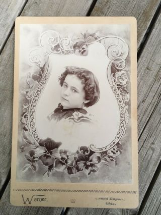 1890’s Cute School Girl Cabinet Card Photo Memorial Funeral Grand Rapids Ohio