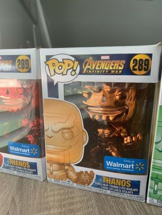 Funko POP Marvel Avengers Infinity War CHROME THANOS SET of 3 Walmart Exclusive 3