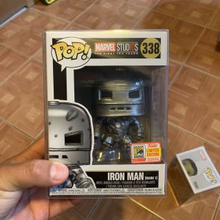 Funko Pop Sdcc 2018 Marvel Studios 10 Iron Man Mark 1 Official Sticker In Hand