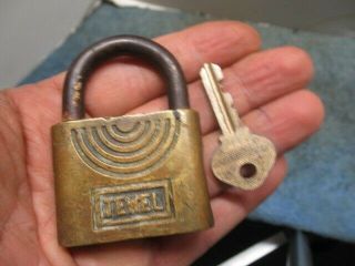 Old Brass Padlock Lock Jewel With A Key.  N/r