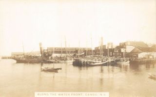 Ships Along The Waterfront Canso Nova Scotia Shp 401 Rppc Real Photo