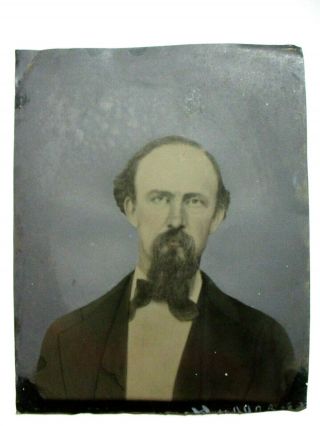 Portrait Full Plate Tintype Early Photo 9.  75 " X 7.  75 " Large Rare Size Man Male