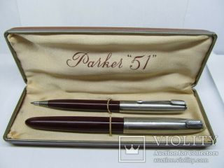 Vintage Parker 51 Pen & Mechanical Pencil Set With Case