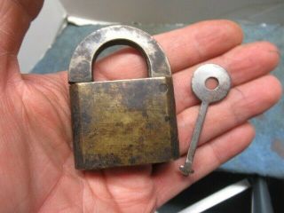 Well Made Unmarked Old Brass Padlock Lock With A Key.  N/r