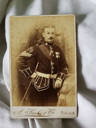 Victorian Cabinet Photograph Of A Soldier In Uniform In India