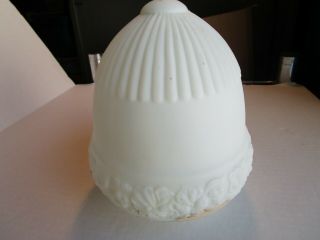 Vintage White Frosted Glass Ceiling Light Fixture Cover Shade Floral Design