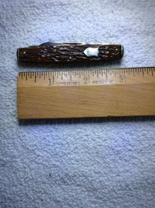 Vintage Schrade Cut Co Bovine Bone 2 Blade Pen Rocket Knife