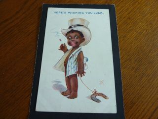 Black Americana Postcard Child Smoking