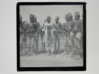 African Troops In Uniform - Africa - Glass Lantern Slide