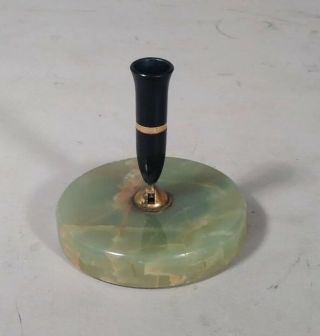 Vintage Green ONYX Sheaffer Fountain Pen Desk Stand SIGNED 3