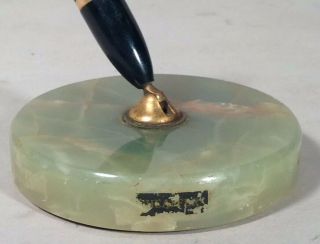 Vintage Green ONYX Sheaffer Fountain Pen Desk Stand SIGNED 4