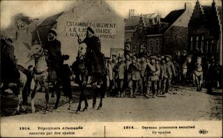 Wwi German Prisoners Escorted By Spahis 1914 French Postcard