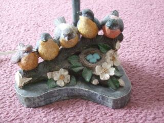 Small Side Bed Table Lamp Birds Robins Nest Linen Shade 3