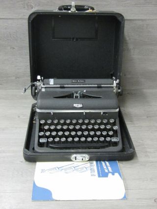 Royal Black Quiet Deluxe Portable Typewriter With Case