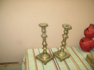 Pair @ 2 Vintage Candlesticks Candle Holder Brass ? Bronze ? 10 " - 5.  5 Lbs