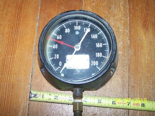Vintage 4 1/2 " Ashcraft 200 Lb Bakelite Pressure Gauge / Steampunk