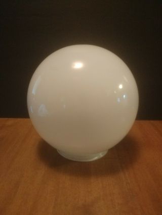 White Milk Glass Round Globe/shade Ceiling Light 6 " Wide 3 1/4 " Ring