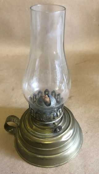 P & A Mfg.  Plume & Atwood Small Brass Lamp Hornet Burner With Glass Globe P& A