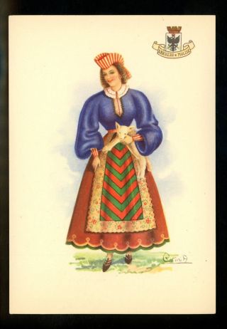 Costumes / Clothing Postcard Abruzzo Molise Italy Woman Artist Signed Carinia